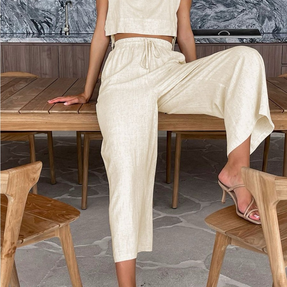 Commense Cream Wide Leg Pants - Picture 3 of 5